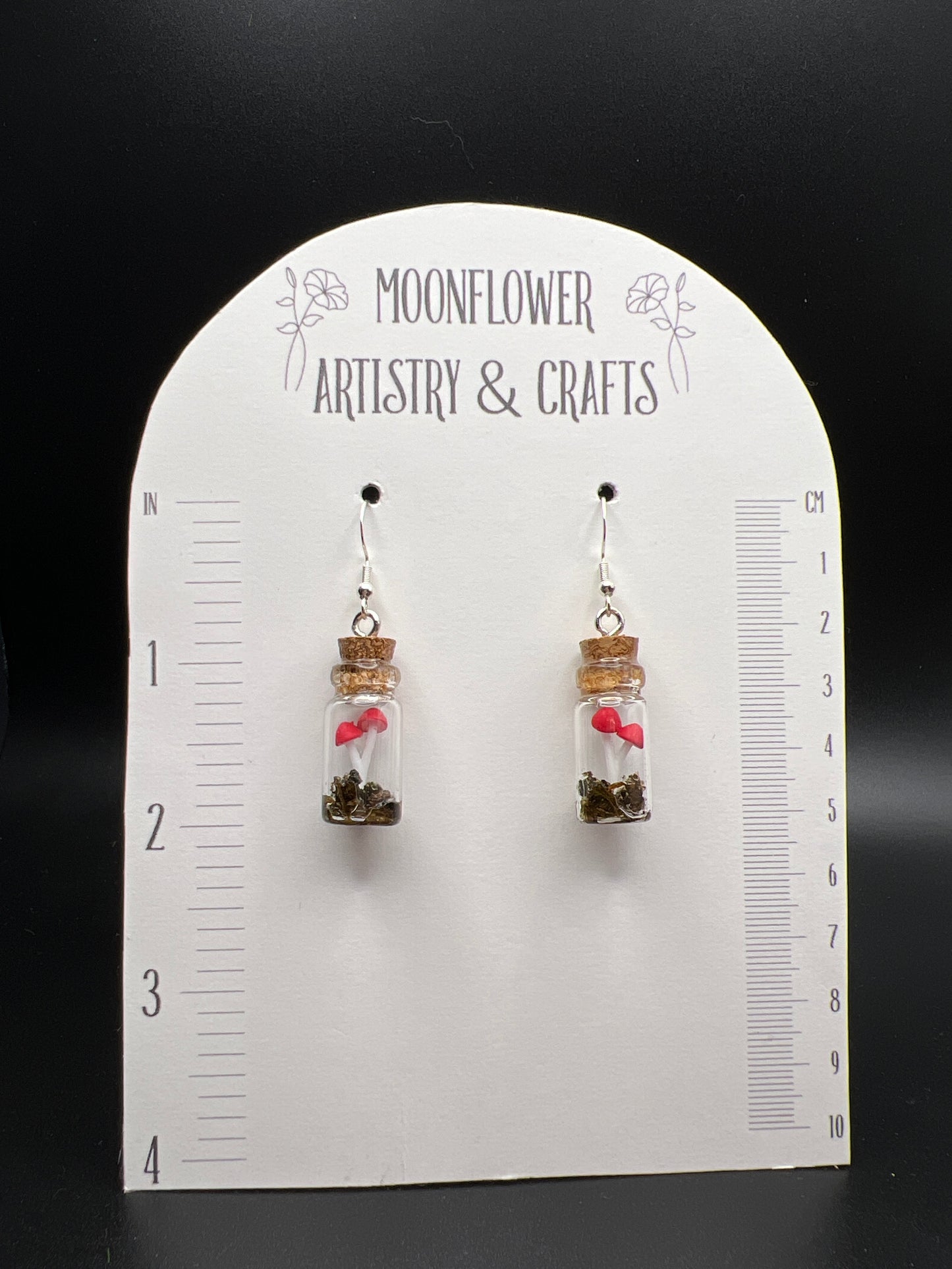 Large Mushroom Terrarium Earrings- Red