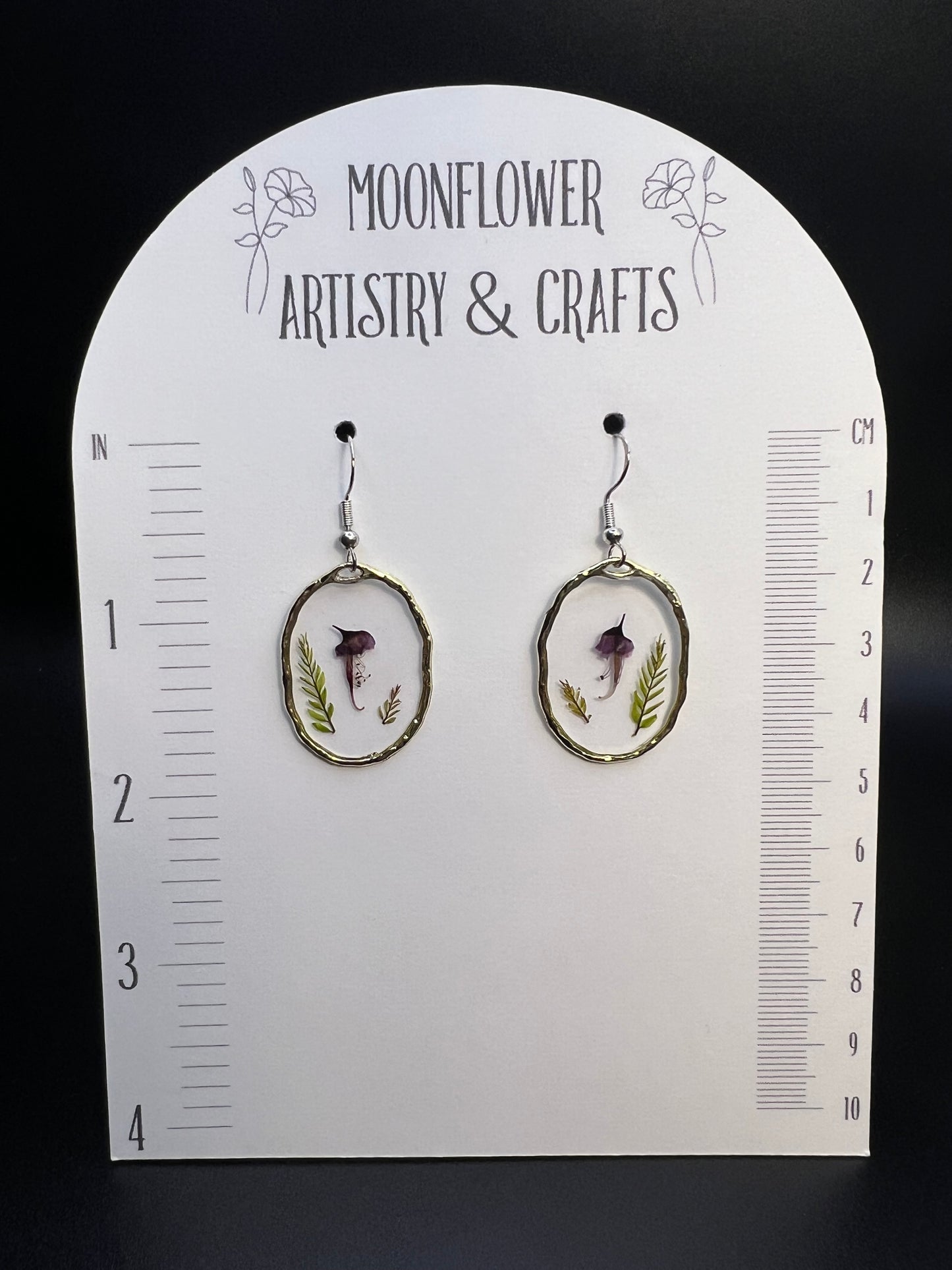 Oval Pressed Flower Earrings
