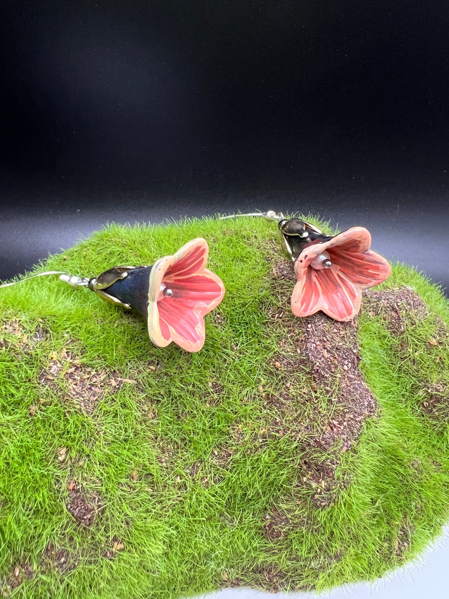 Hand Painted Acrylic Flower Earrings- Medium