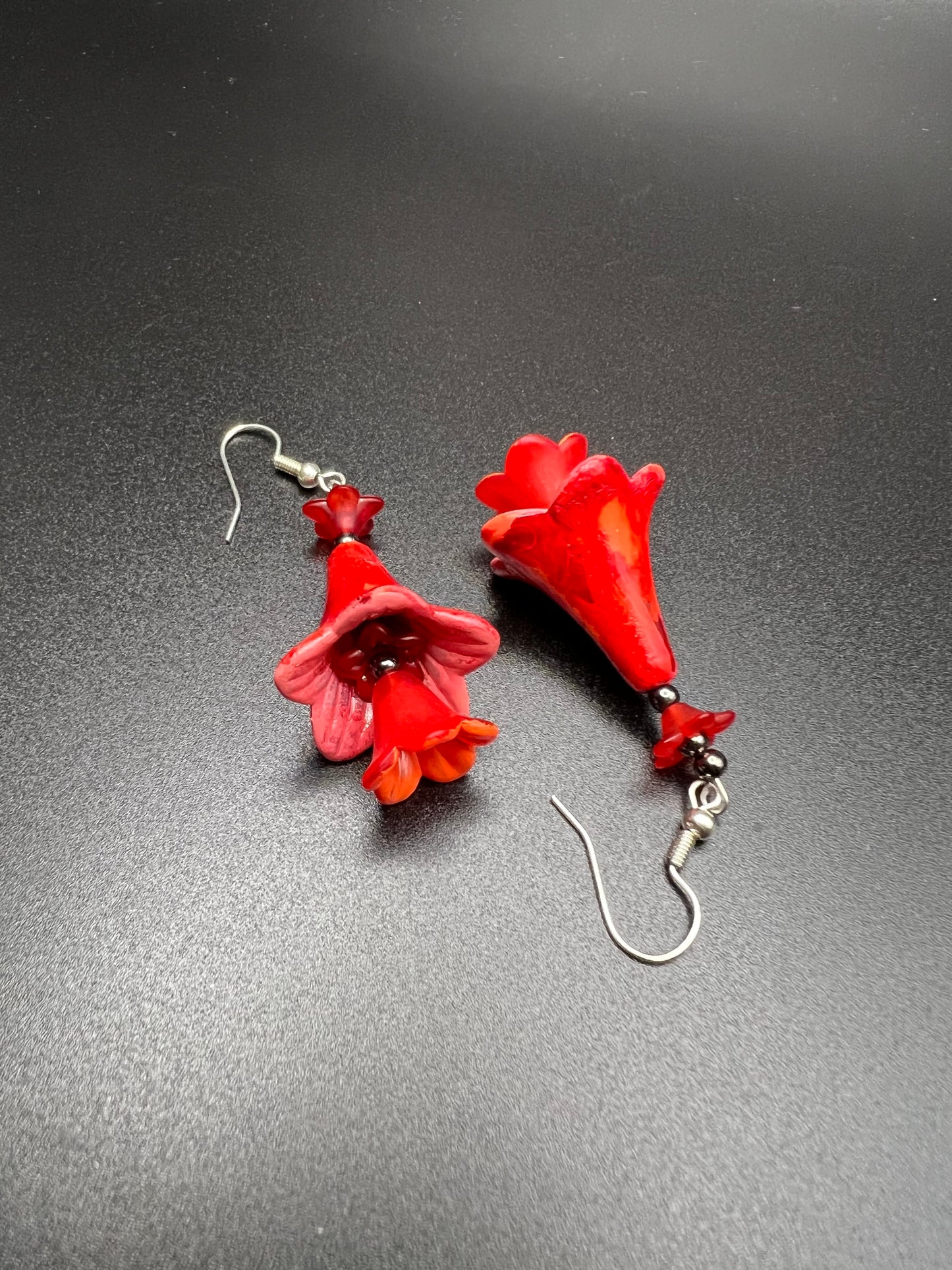 Hand Painted Acrylic Flower Earrings- Medium