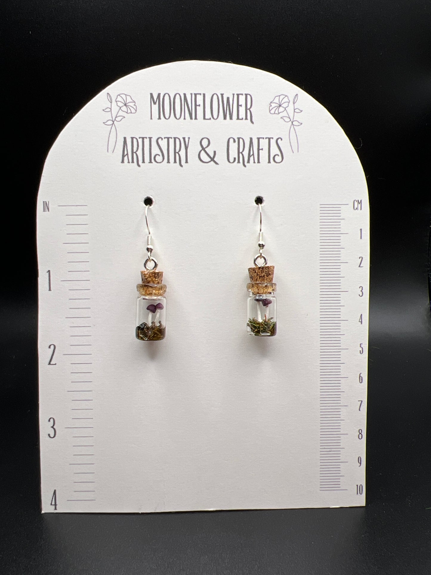 Small Mushroom Terrarium Earrings- Purple