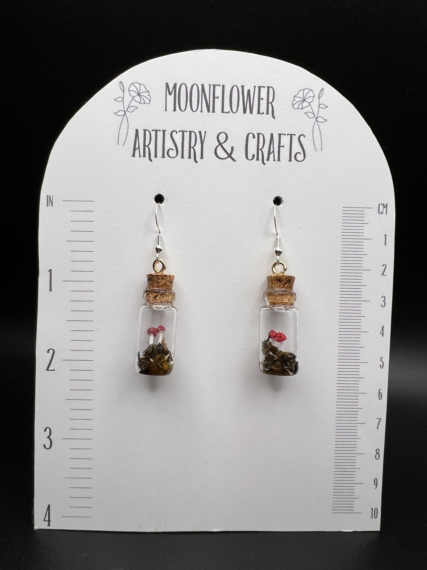 Large Mushroom Terrarium Earrings- Red
