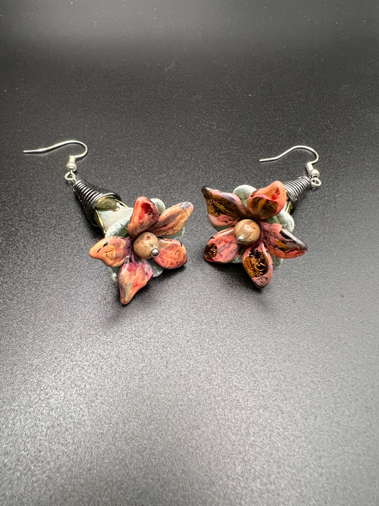 Hand Painted Acrylic Flower Earrings- Large