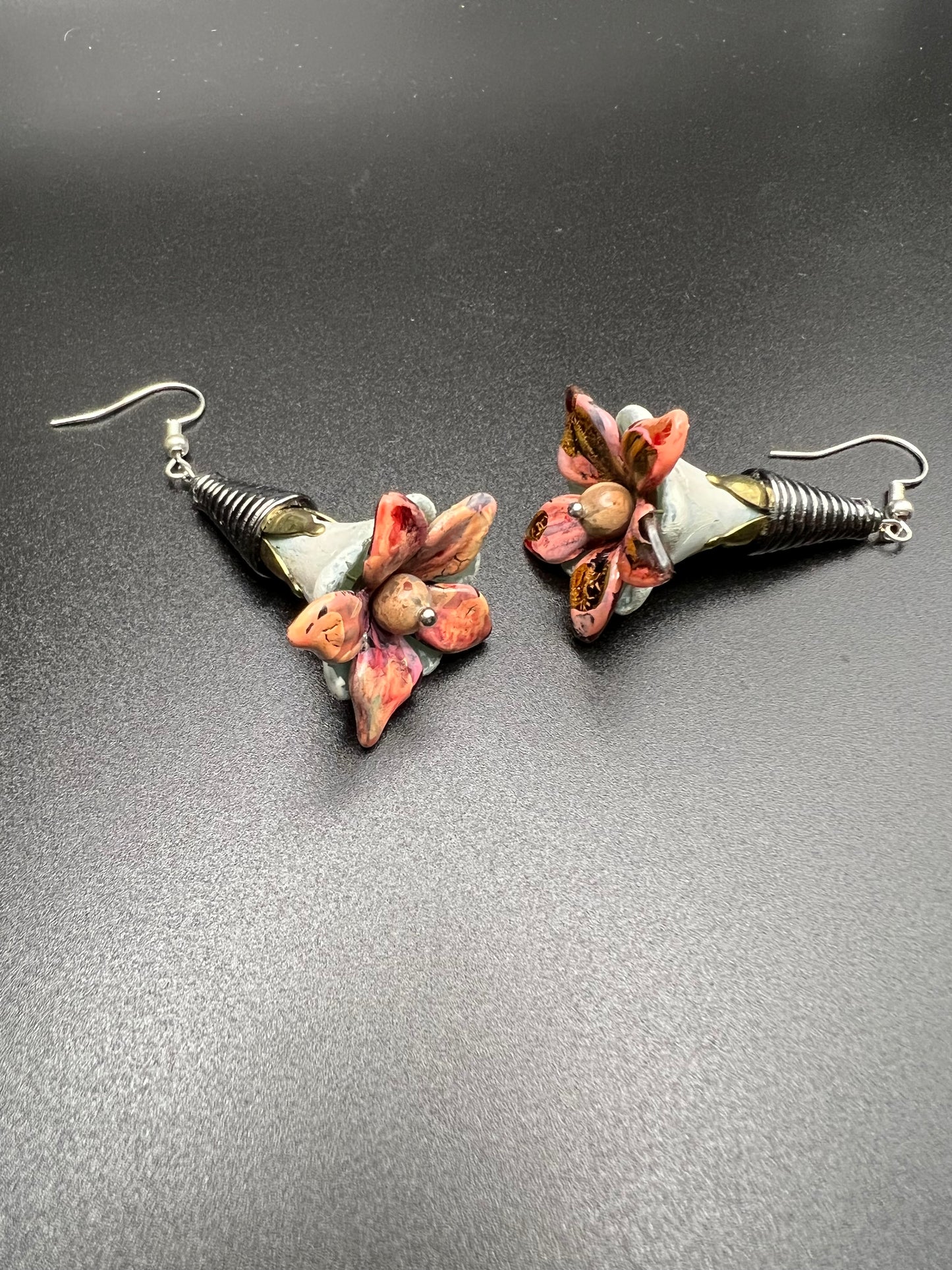 Hand Painted Acrylic Flower Earrings- Large