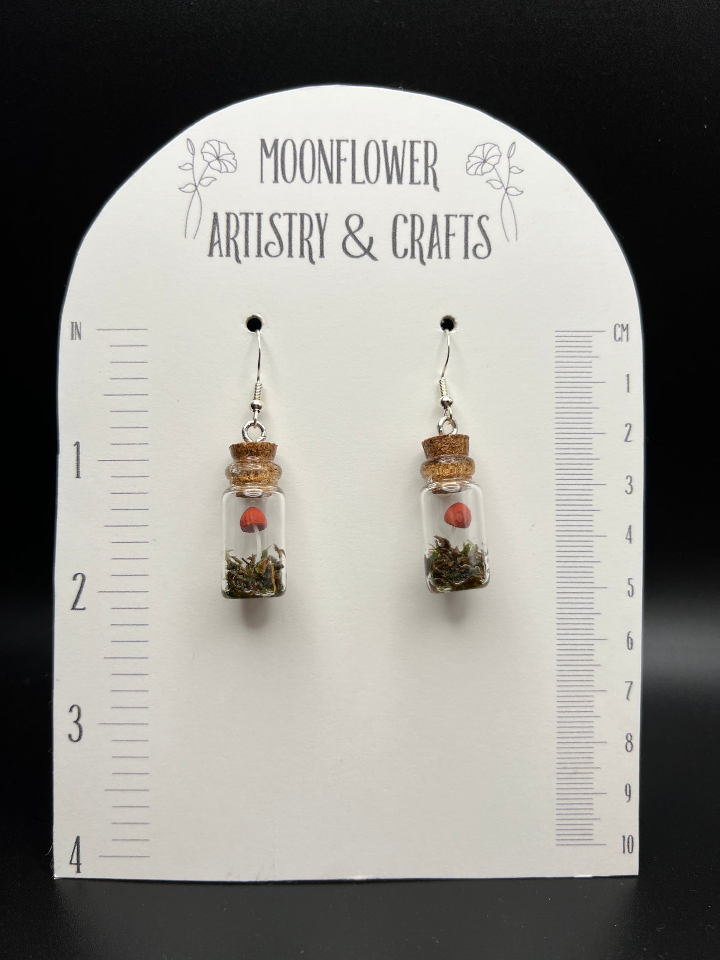Large Mushroom Terrarium Earrings- Red