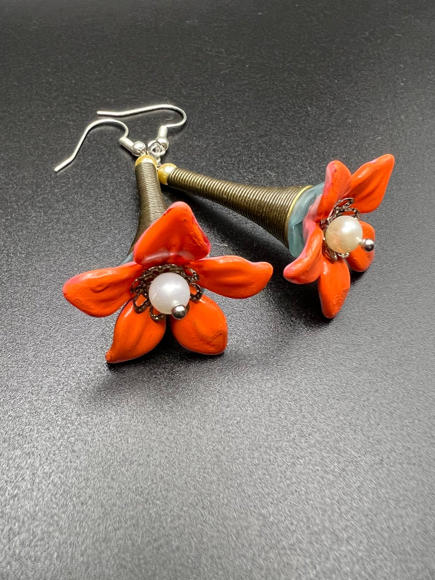 Hand Painted Acrylic Flower Earrings- Large