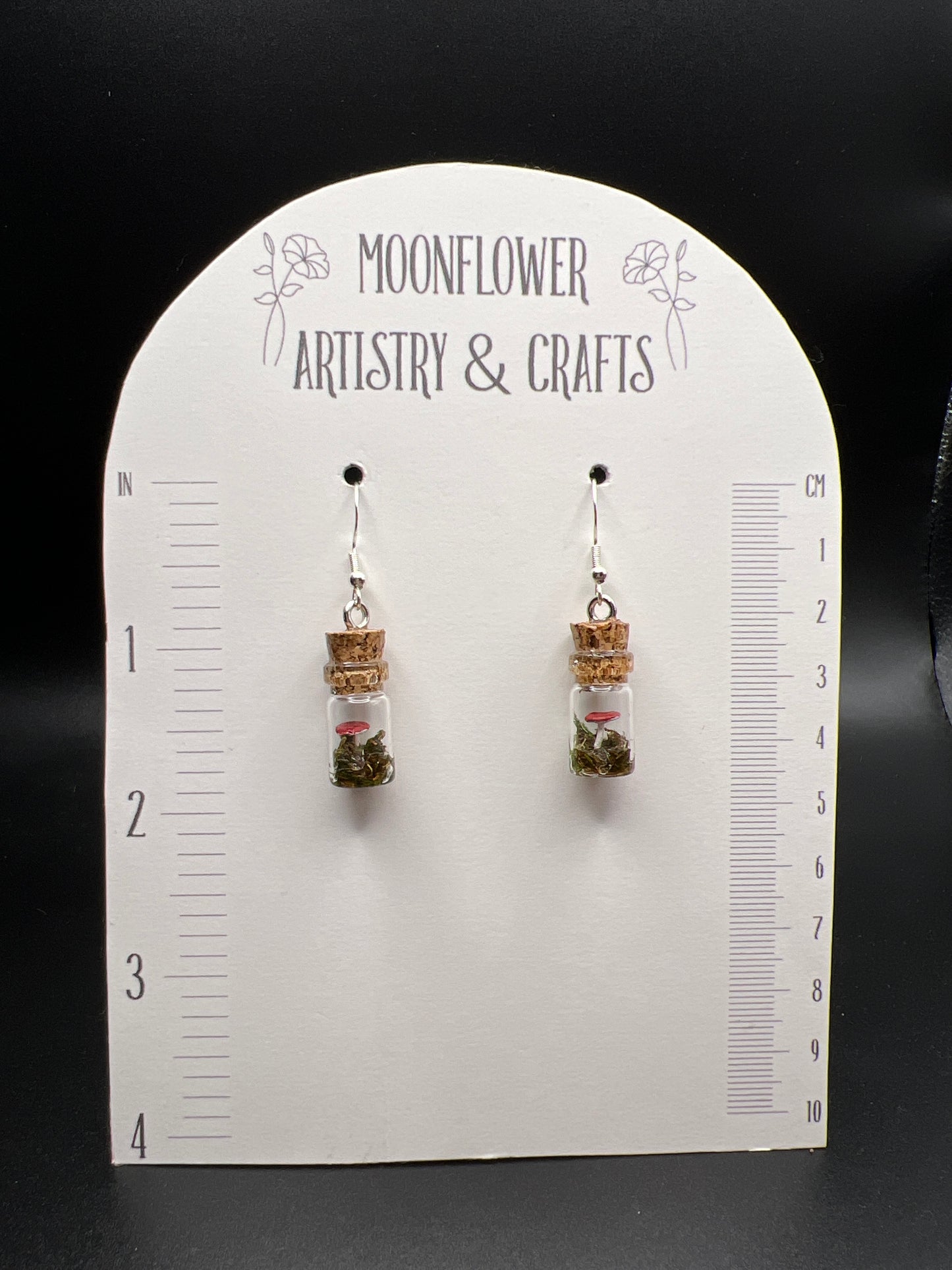 Small Mushroom Terrarium Earrings- Red