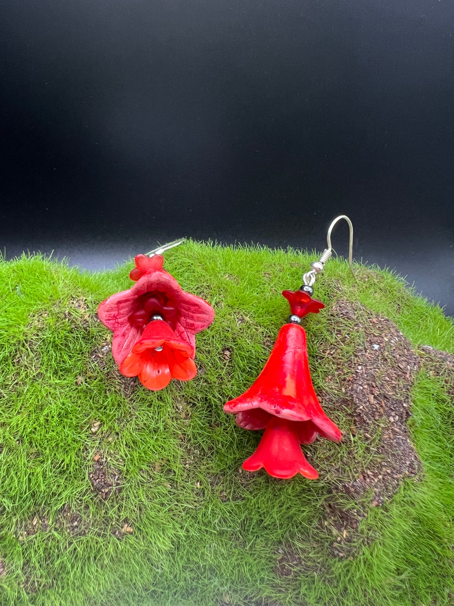Hand Painted Acrylic Flower Earrings- Medium