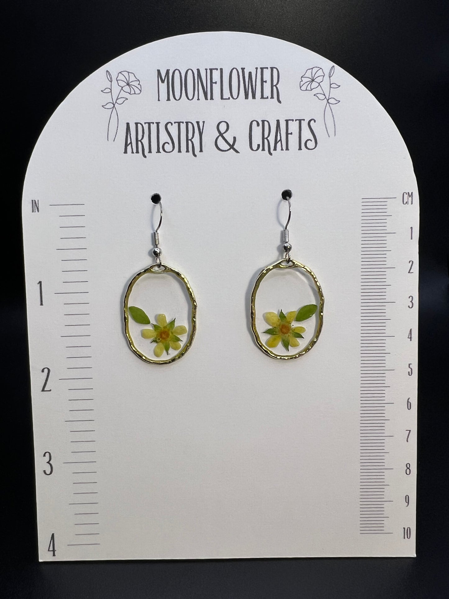 Oval Pressed Flower Earrings