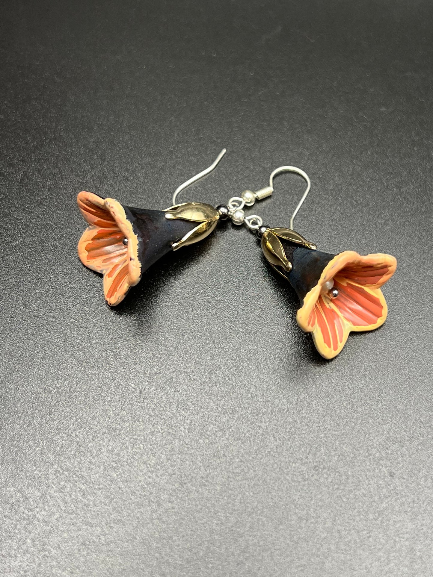 Hand Painted Acrylic Flower Earrings- Medium