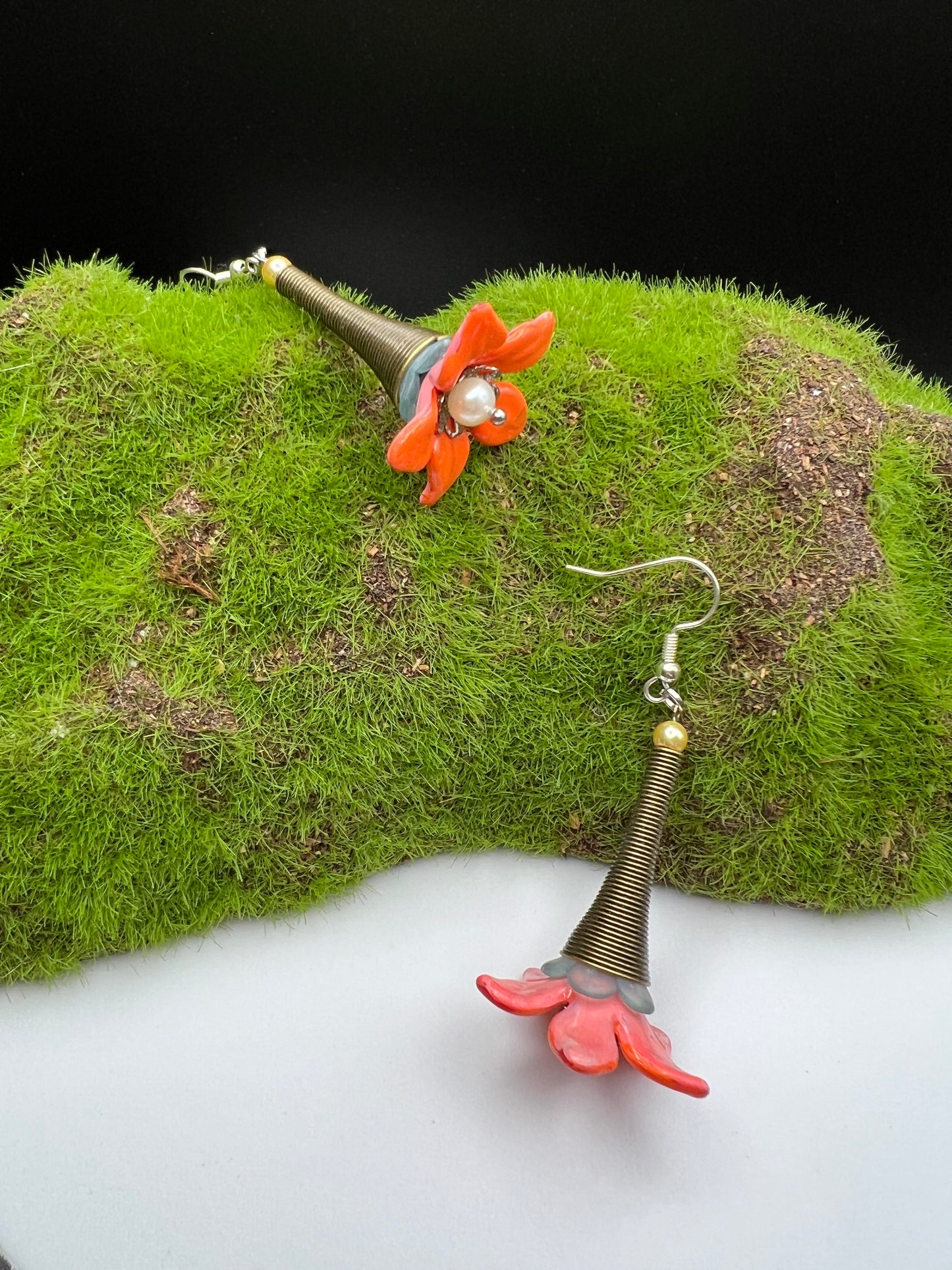 Hand Painted Acrylic Flower Earrings- Large