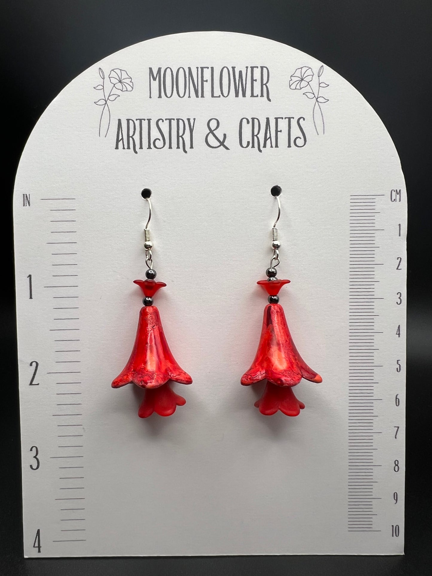 Hand Painted Acrylic Flower Earrings- Medium
